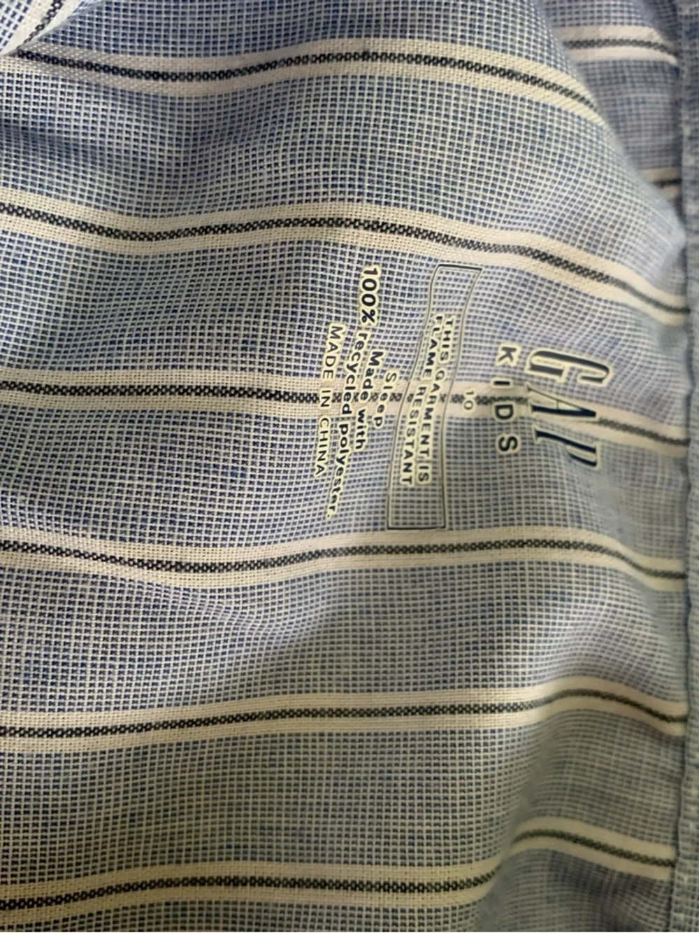 GAP Lightweight Light Blue Striped Short-Sleeve Button-Up Pajama Set- UNISEX